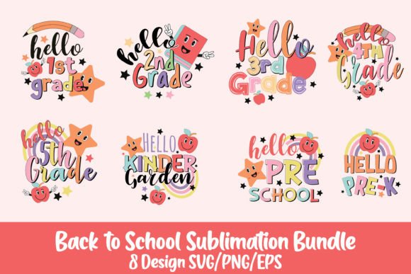 Back to School Hello SVG PNG Bundle