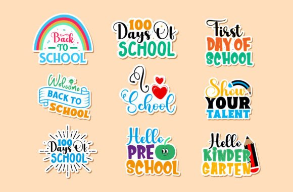 Back to School Lettering Sticker Bundle: Graphics & Crafts for Small Business Branding