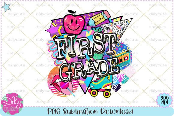 First Grade Retro Teacher Back to School Graphics